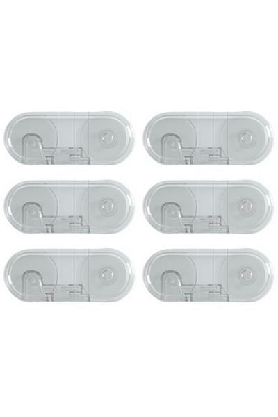 Empria Set of 6 fixed safety locks for cabinet doors and drawers, transparent, 9.6x4x1.5 cm