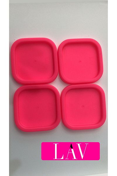 LAV 4 Pcs Replacement Storage Container Lid Pink - 270 Cc