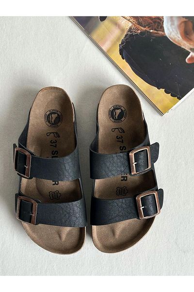 Zuum Women's Slippers with Slipper Buckle - Black