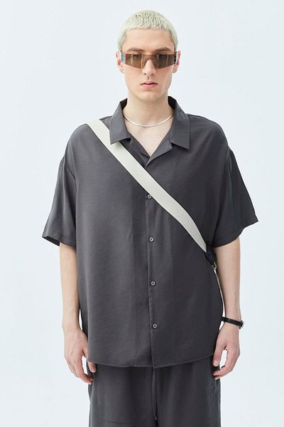 VAMOSCLO Basic Oversize Linen Suit Anthracite