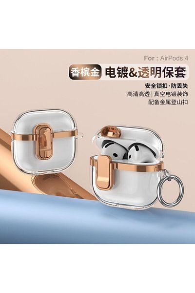UnDePlus حافظة متوافقة مع AirPods 4 2024، غطاء قفل شفاف مرئي LED مقاوم للصدمات والخدش
