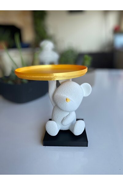 Morpiko Dekoratif Gold Tabak Tutan Mini Sevimli Ayıcık, Tatlı Makyaj Organize...