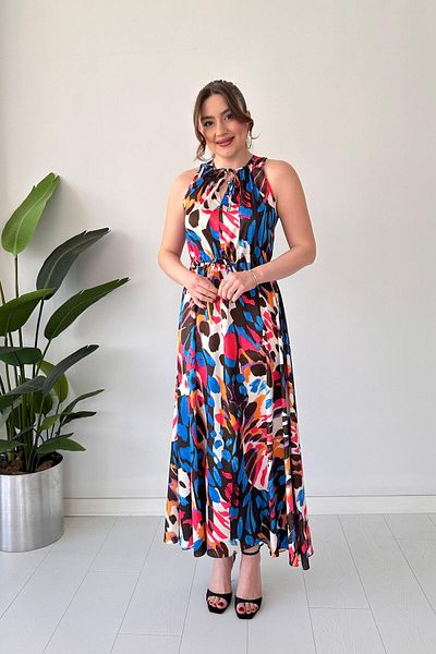 MaziButik Rochie colorată cu Halter Colorată