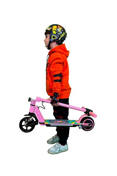 Electron S5 Electric Children's Scooter - 130W, Led Light, Shock Absorber (with Gear and Elbow Brace as a Gift)