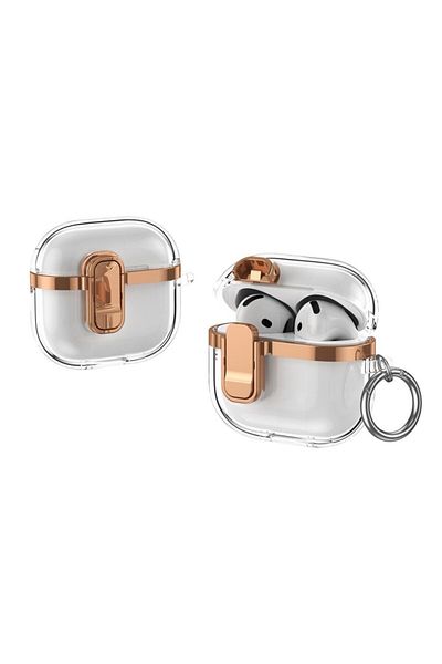 UnDePlus حافظة متوافقة مع AirPods 4 2024، غطاء قفل شفاف مرئي LED مقاوم للصدمات والخدش