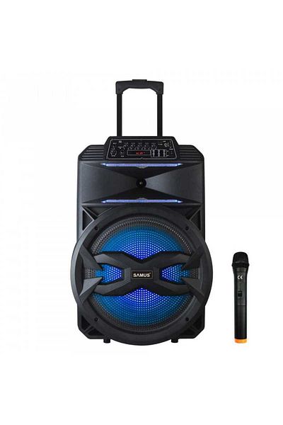 Samus Portable Speaker Samus KARAOKE 15 Power 20W RMS 55W PMPO 700W Aux Input USB TF Card Fm Radio Blueto