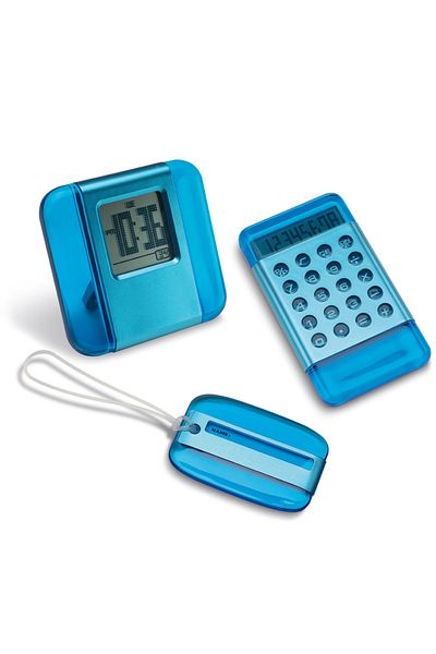 GiftExpress Pocket calculator set with watch and luggage tag - Silver