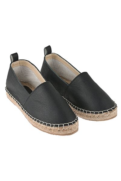 Moosefield Genuine Leather Black Patterned Women's Handmade Espadrille