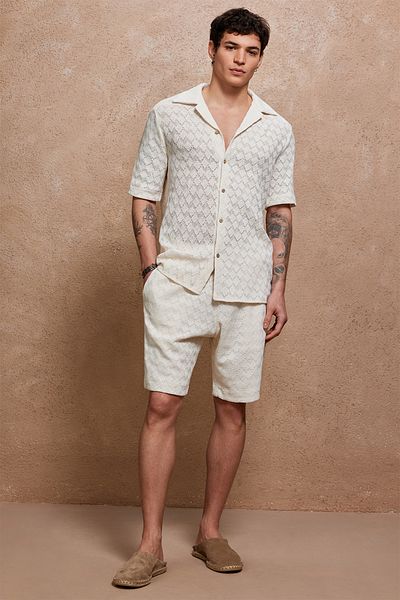 Dear Deer Natural Cotton Knitwear Shirt & Shorts Set