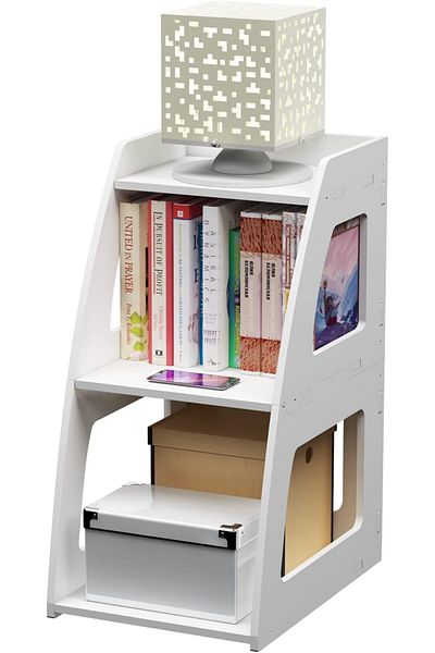 Generic 3-tier End Table - White Bedside Nightstand For Living Room, Bedroom, Bathroom & Small Spaces