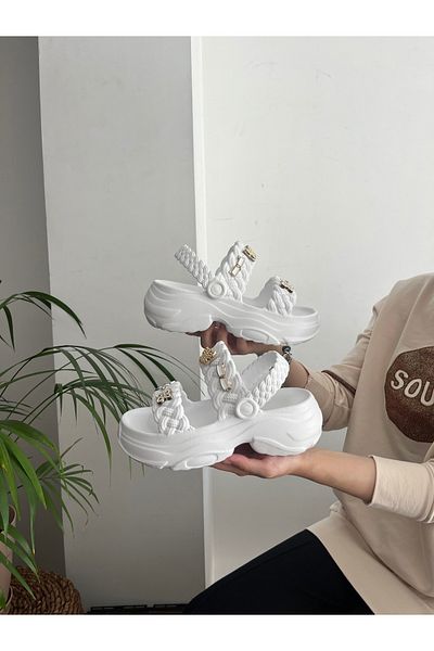 Behtah Kundura High Thick Sole Stone Stylish Design Open Front Soft Daily Slippers Sandals