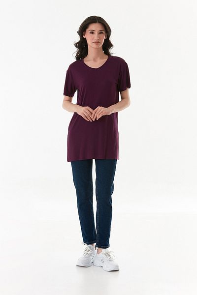 Fulla Moda Tricou de bază lycra cu decolteu în V, cu fante laterale