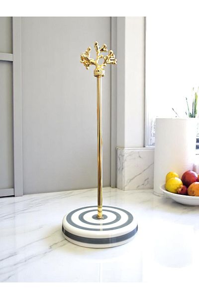 ferayhome Paper Towel Holder Roll Napkin Holder Kitchen Accessory Ceramic Gray Classic Zebra Gold Coral - Feray Home