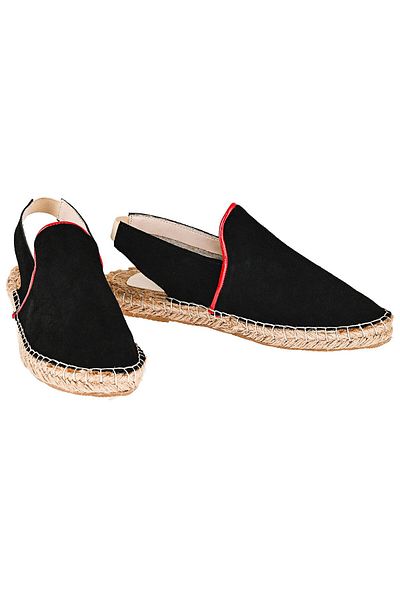 NOOSY Espadrile de damă din piele naturală neagră lucrate manual