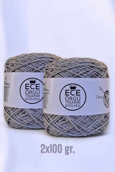 Ece Örgü Tasarım Atölyesi Πλεκτό σχοινί χειρός σε γκρι χρώμα 50% μπαμπού, 50% βαμβάκι (200 γρ.)