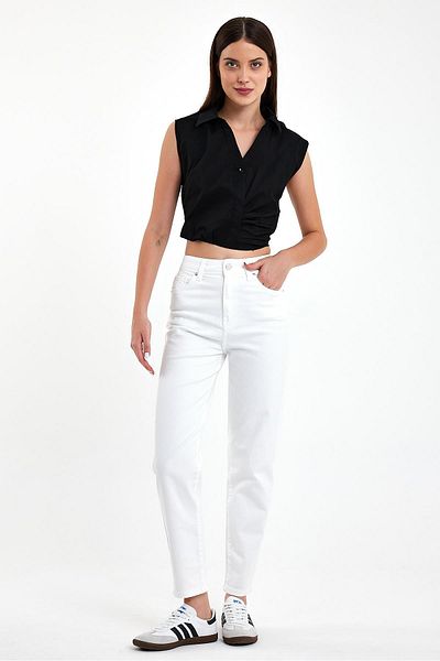 VENA Maria Women's Slim Fit White Mom Jean Trousers