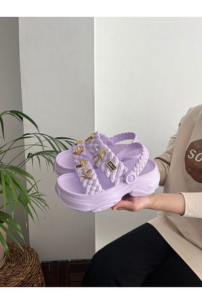 Behtah Kundura High Thick Sole Stone Stylish Design Open Front Soft Daily Slippers Sandals