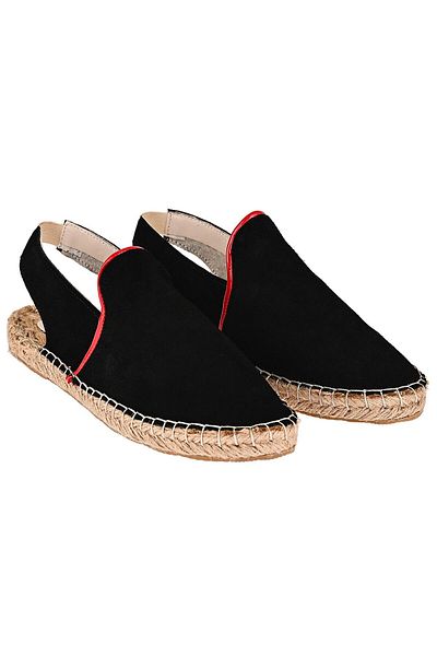 NOOSY Espadrile de damă din piele naturală neagră lucrate manual