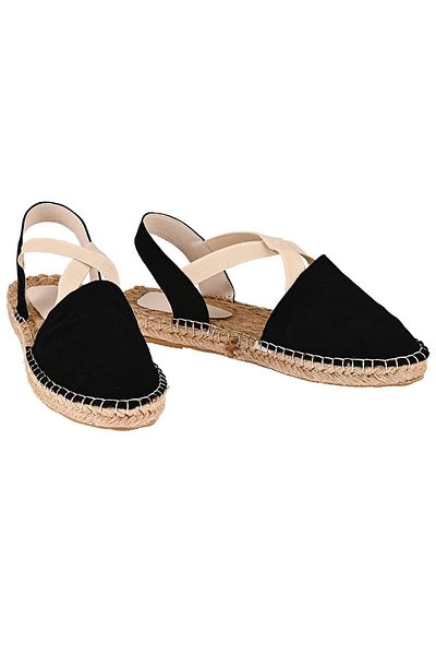 NOOSY Espadrile de damă din piele naturală neagră lucrate manual