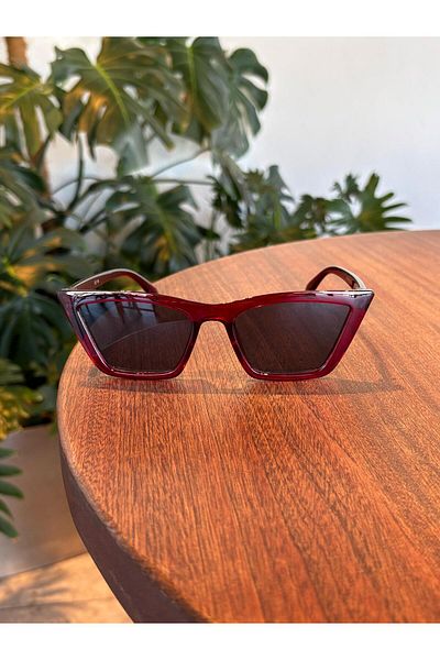 funeyes Cleopatra Burgundy Cat Eye Slanted Trend Sunglasses Women