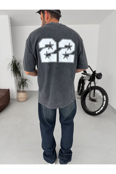 BYBASICMAN Black 22 Printed Washed Oversize T-Shirt Pm-095