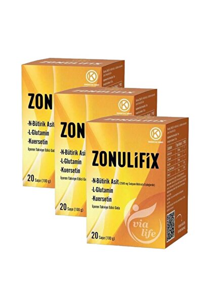 Kuazar İlaç Zonulifix N-Bütirik Asit, L-Glutamin, Kuersetin 20 Şase - 3'lü