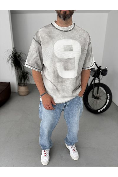BYBASICMAN Stone Waffle 9 Washed Oversize T-Shirt Bs-007