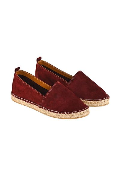 Moosefield Espadrile de damă din piele naturală bordeaux lucrate manual