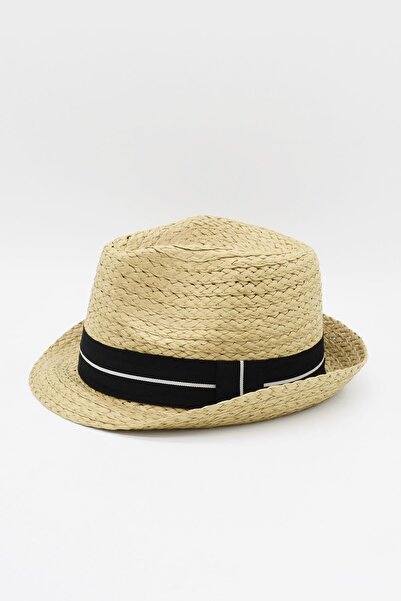 Külah Pălărie de paie crem pentru femei, tricotată naturală, sombrero de vară