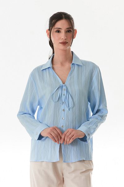 Fulla Moda Cămașă lejeră cu nasturi și cravată în față