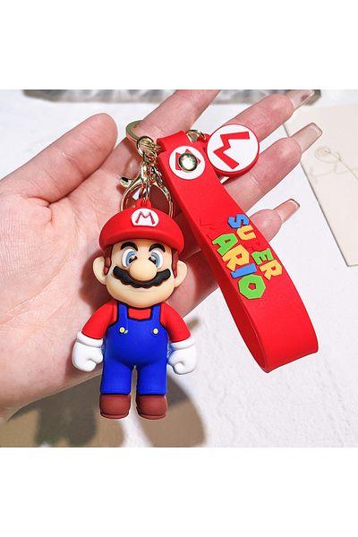 Choice RedMario Cartoon 3D Super Mario Bros Keychain Accesorios Schoolbag Pendant Key Bag Decoration Birt