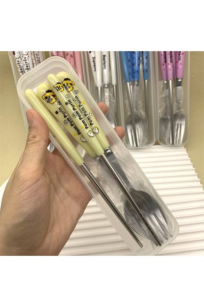 Choice 04 Sanrio Spoon Fork 3Pcs Sets Cute Anime Hello Kitty Melody Stainless Steel Tableware Supplies Kawa