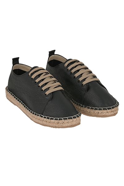 NOOSY Genuine Leather Black Women's Handmade Espadrille