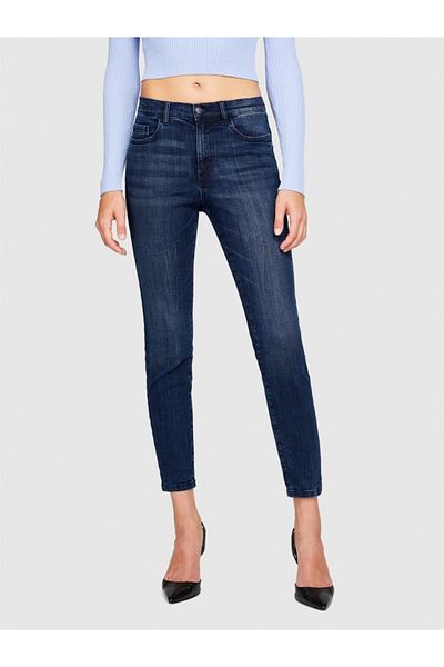 Sisley Pantaloni de denim pentru femei, cu talie înaltă, cu picioare drepte, skinny, albastru 44PMLE01K