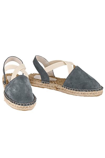 NOOSY Women's Gray Genuine Leather Handmade Espadrille