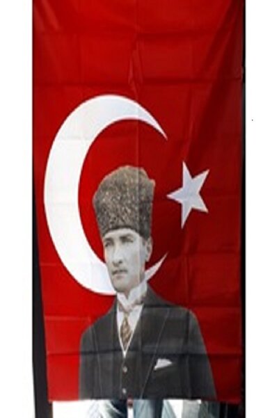 Vatan Atatürk'lü Türk Bayrağı 100x150 Cm (Vatan Bayrak) + 4 mt İp
