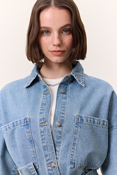 Manuka Light Blue Buttoned Denim Shirt Dress