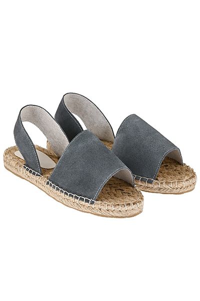 NOOSY Espadrile de damă din piele naturală gri lucrate manual
