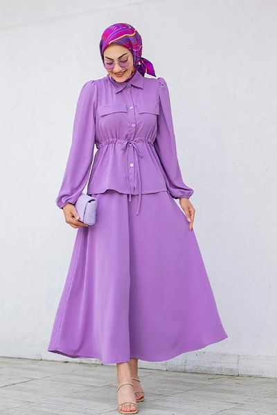 Tesettür Diyarı Women's Şule Skirt Suit-Lilac