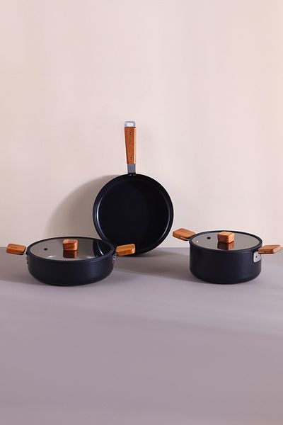 NEOFLAM Bien Aluminum Cast Pot Set Black 5 Pieces