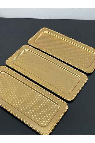 YzHome 6 Piece Plastic Rectangular Coffee Serving Tray Gold