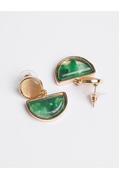 Jimmy Key Green Modern Figured Dangle Earrings
