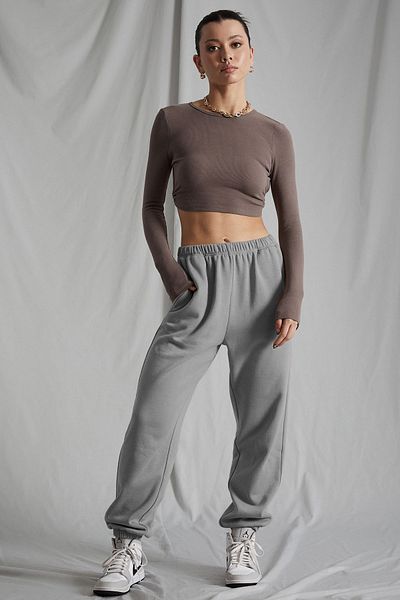 Madmext Übergroße Jogginghose für Damen mit elastischem Bund in Grau MG1235