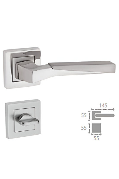 İSTANBUL DOOR HANDLES مقبض باب من الساتان والنيكل من ERCİYES مع شارة مربعة WC...