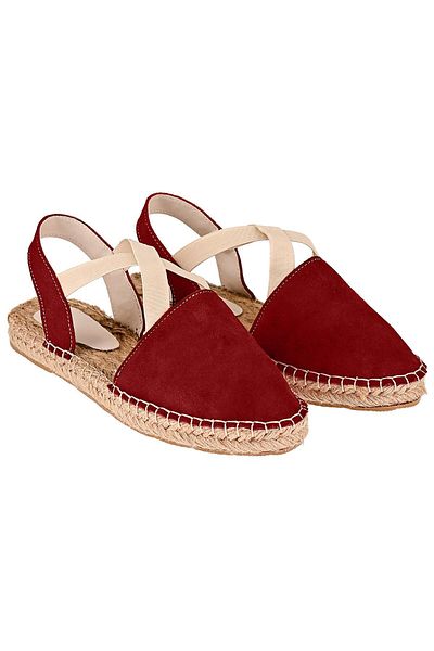 NOOSY Dámské espadrilky z pravé kůže vyrobené z vínové barvy