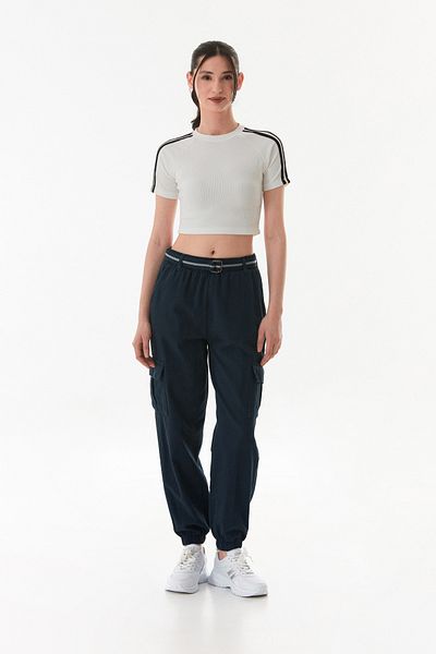 Fulla Moda Belted Cargo Pocket Jogger Pants