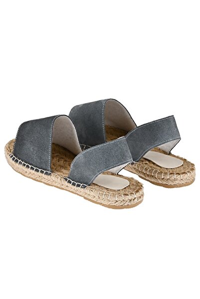 NOOSY Women's Gray Genuine Leather Handmade Espadrille