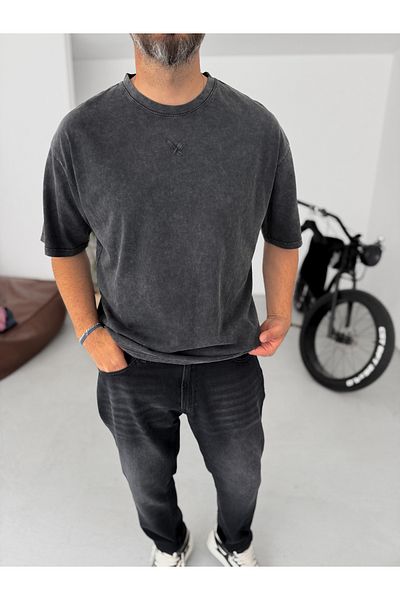 BYBASICMAN Black Washed Oversize T-Shirt Bs-008