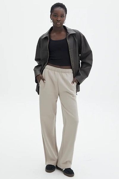 Madmext Μπεζ παντελόνι με φαρδύ πόδι Basic Sweatpants Mg1916