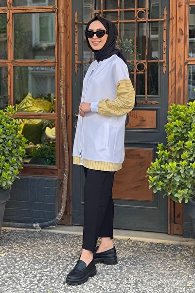 Kayra College Collar Garnished Tunic Optical White